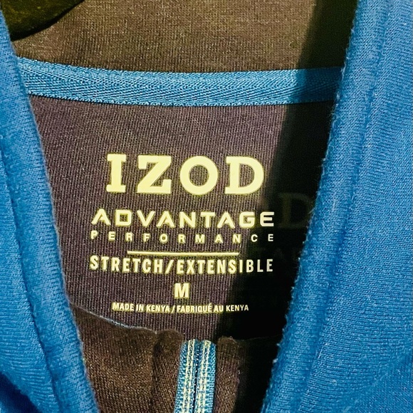 Izod Mens Sweatshirt Size Medium Blue Stretch 1/4 Zip Pullover Advantage Preform - Picture 4 of 7